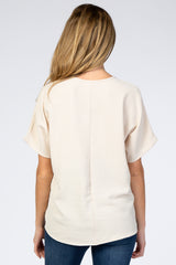 Beige Short Sleeve Maternity Blouse