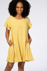 Yellow Fringe Linen Dress