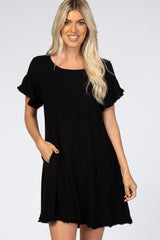 Black Fringe Linen Dress