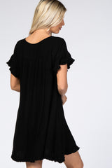 Black Fringe Linen Dress