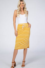 Yellow Ribbed Striped Skirt