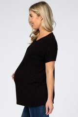 Black Ribbed Maternity Top