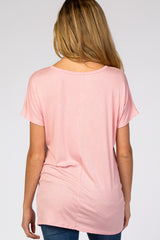 Peach Ribbed Maternity Top