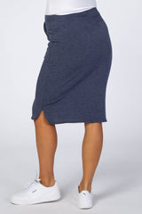 Navy Animal Print Drawstring Maternity Skirt