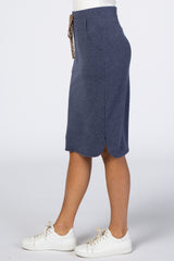 Navy Animal Print Drawstring Skirt