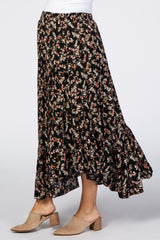 Black Floral Ruffle Maternity Skirt