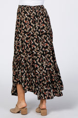 Black Floral Ruffle Maternity Skirt