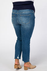 Blue Distressed Knee Maternity Plus Jeans