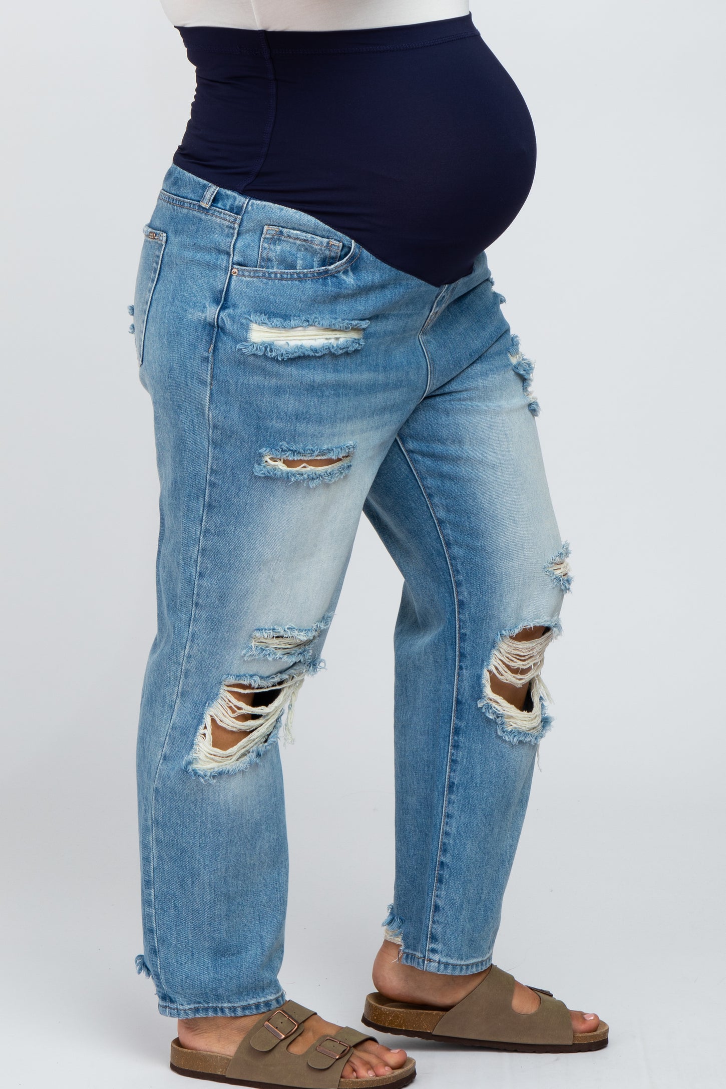 Blue Distressed Maternity Plus Jeans