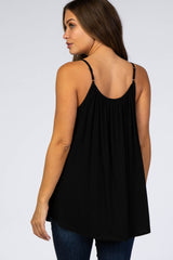 Black Crochet Detail Sleeveless Maternity Top