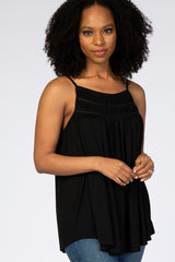 Black Crochet Detail Sleeveless Maternity Top