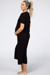 Black V-Neck Maternity Sleep Set