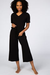 Black V-Neck Sleep Set