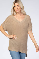 Dark Taupe Front Pocket Knit Top