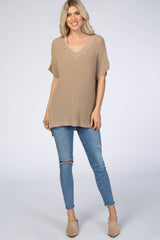 Dark Taupe Front Pocket Knit Top