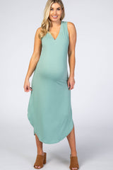 Mint V-Neck Sleeveless Maternity Midi Dress