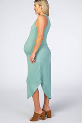 Mint V-Neck Sleeveless Maternity Midi Dress