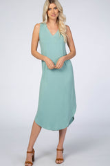 Mint V-Neck Sleeveless Midi Dress