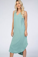 Mint V-Neck Sleeveless Midi Dress