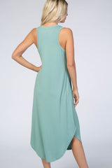 Mint V-Neck Sleeveless Midi Dress