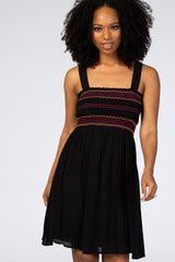 Black Multicolored Stitch Dress