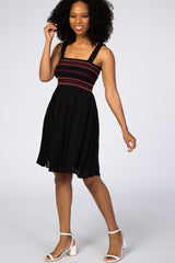 Black Multicolored Stitch Dress