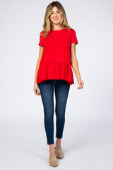 Red Tiered Maternity Top