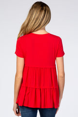 Red Tiered Maternity Top