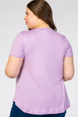 Lavender Round Hem Short Sleeve Maternity Plus