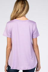 Lavender Round Hem Short Sleeve Maternity Top