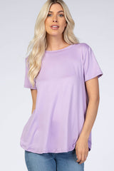 Lavender Round Hem Short Sleeve Maternity Top