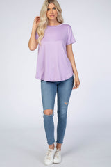 Lavender Round Hem Short Sleeve Top