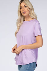 Lavender Round Hem Short Sleeve Top