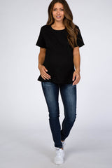 Black Short Sleeve Maternity Top