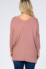 Mauve V-Neck Dropped Shoulder Maternity Top