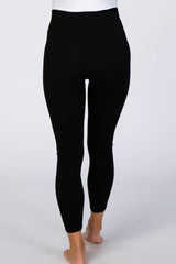 Black Ribbed Maternity Leggings