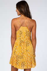 Yellow Printed Button Front Dress