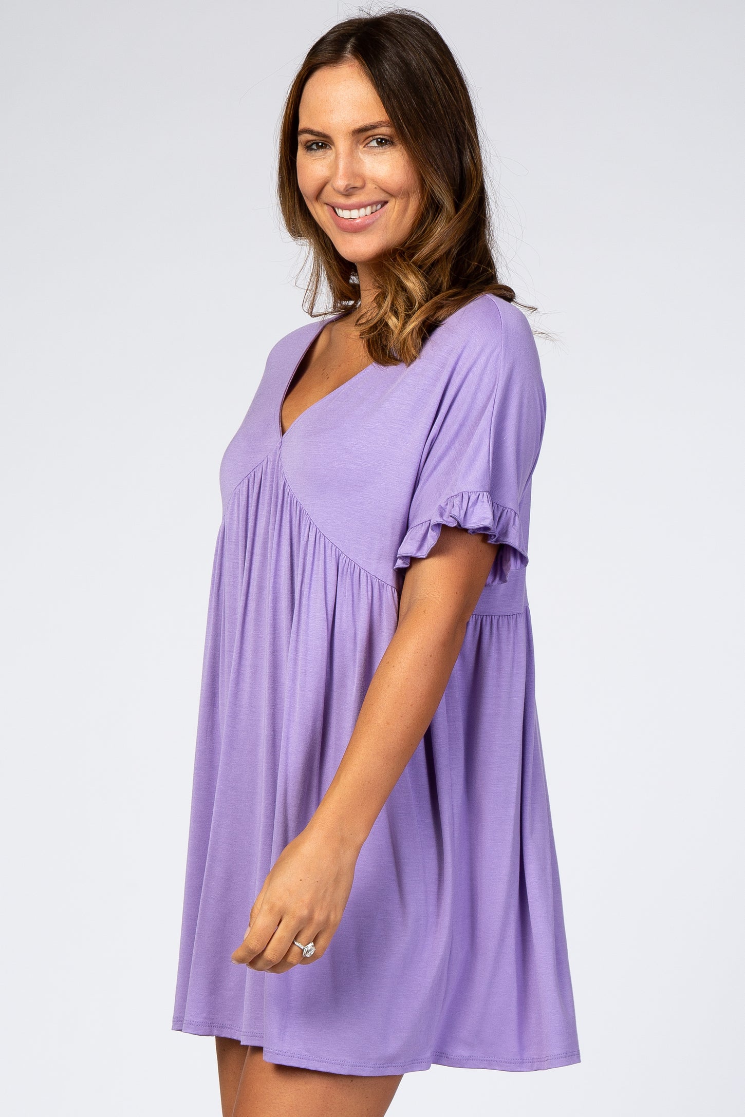 Lavender Ruffle Sleeve Baby Doll Dress