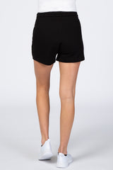 Black French Terry Maternity Sweat Shorts