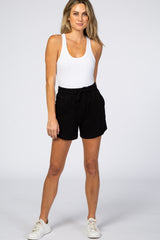 Black French Terry Maternity Sweat Shorts