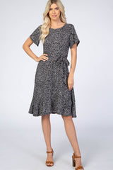 Black Polka Dot Ruffle Maternity Dress