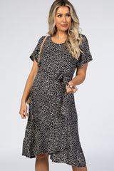 Black Polka Dot Ruffle Maternity Dress