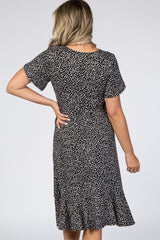 Black Polka Dot Ruffle Maternity Dress