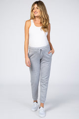 Heather Grey Drawstring Maternity Sweatpants