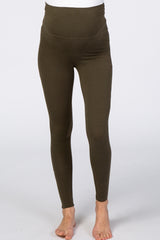 Olive Foldover Waistband Maternity Leggings