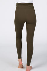 Olive Foldover Waistband Maternity Leggings