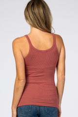 Rust Ribbed Tank Top