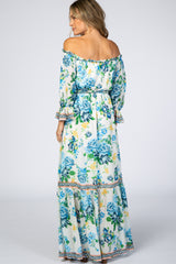 Ivory Floral Off Shoulder Maxi Dress