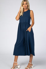 Navy Blue Wide Leg Crop Jumpsuit