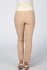 Beige Maternity Dress Pants